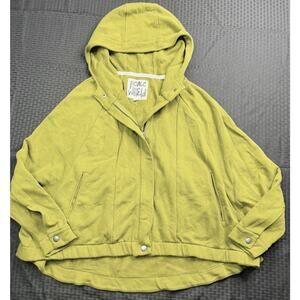 Peace Love World, French Terry Full Zip Hoodie, Women's Size L, Avocado Green